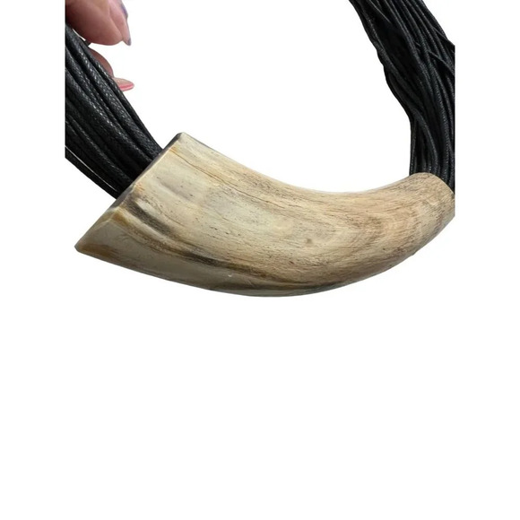 Horn and Multi Cord Statement Necklace - Picture 6 of 8